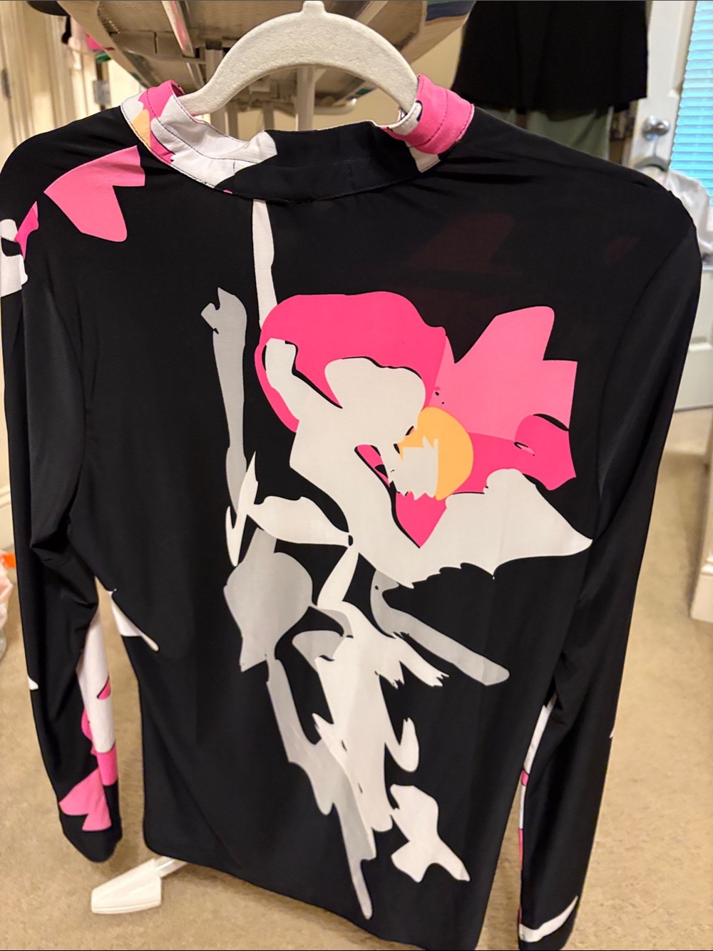 Simplicité Black Zip-Front Top with Pink, White & Yellow Floral Print - Picture 3 of 3